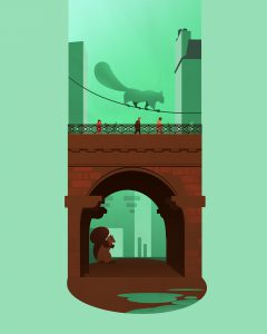 'Cowgate' - Edinburgh's Cowgate bridge with its denizens.